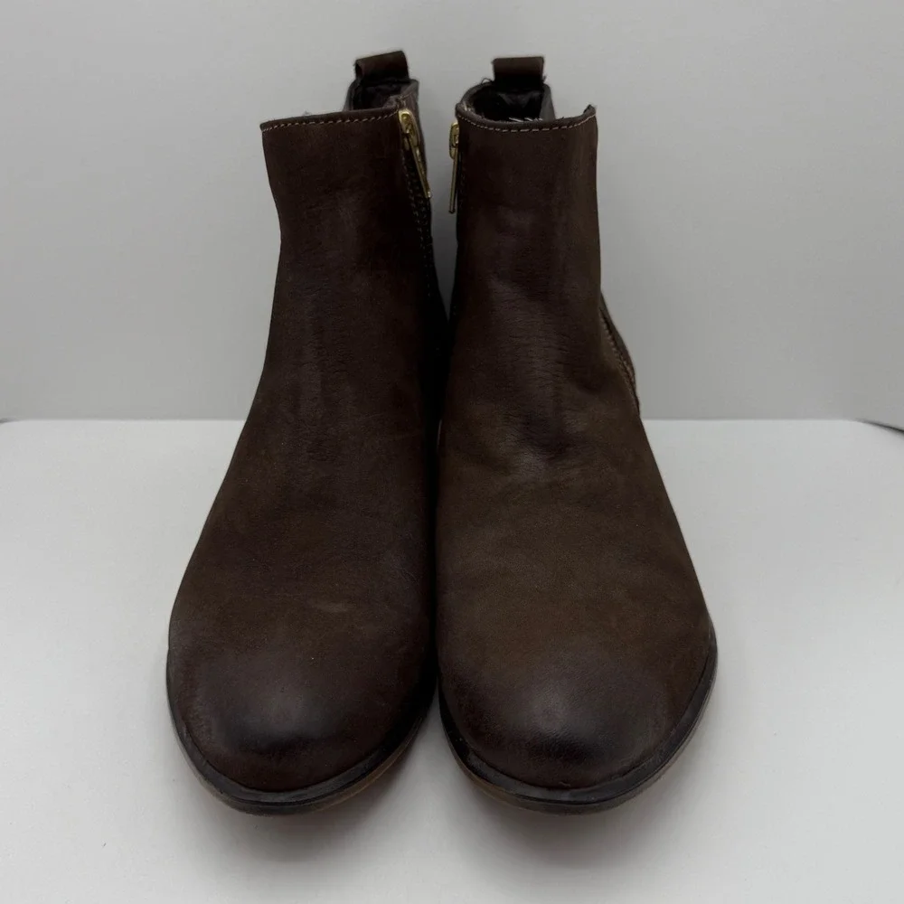 Steve Madden Brown Suede Quilted Zip Ankle Boots Women's Size 8 Casual Low‎ Heel